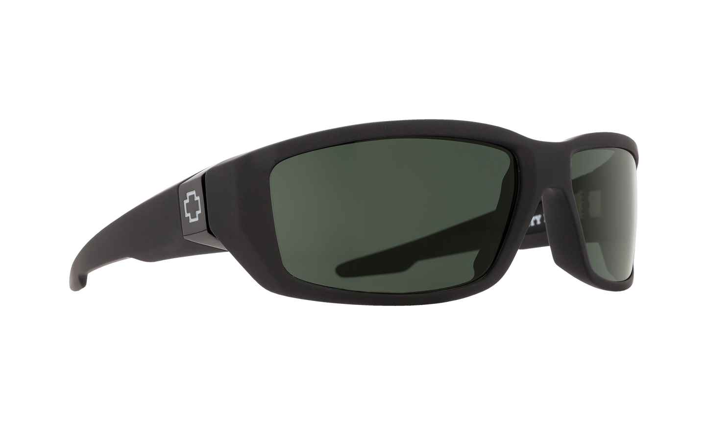 SPY Dirty Mo Sunglasses Happy Gray Green Polar Soft Matte Black 61-17-121