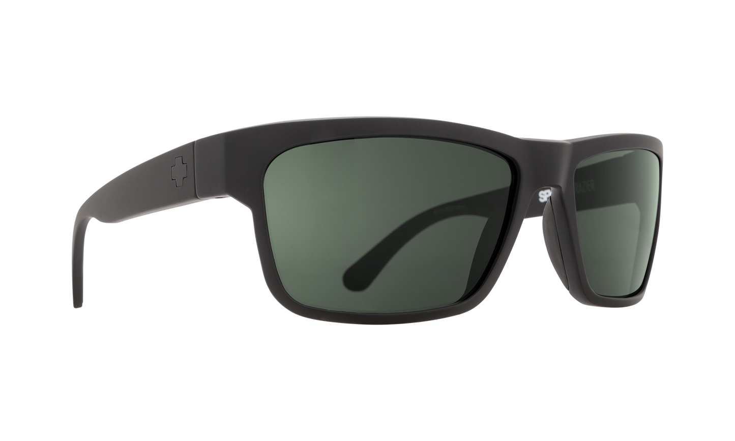 SPY Frazier Sunglasses Happy Gray Green Matte Black 59-16-127