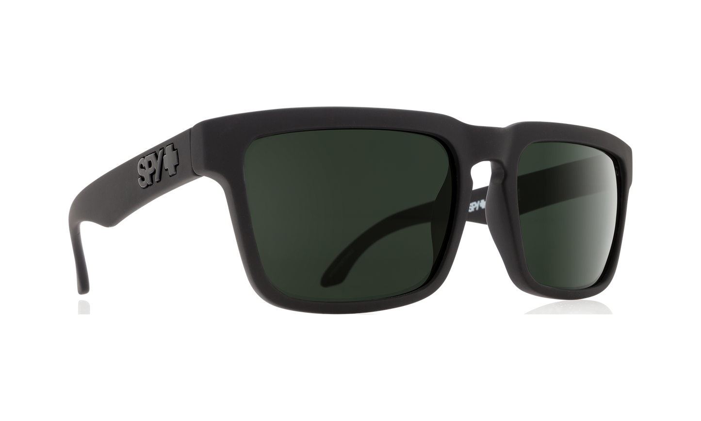 SPY Helm Sunglasses Happy Gray Green Soft Matte Black 57-18-140