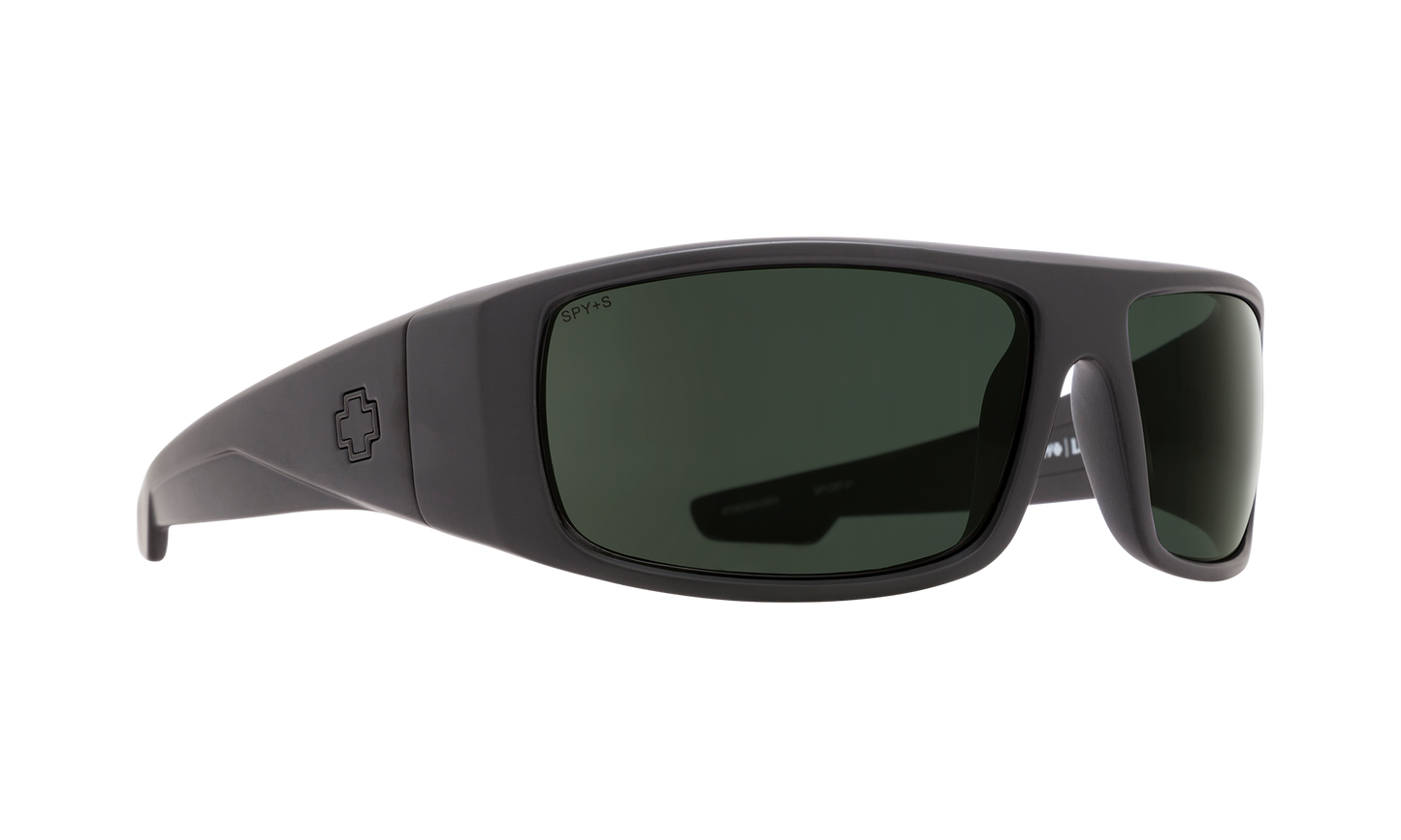 SPY Logan Sunglasses Happy Gray Green Matte Black ANSI RX 60-13-124