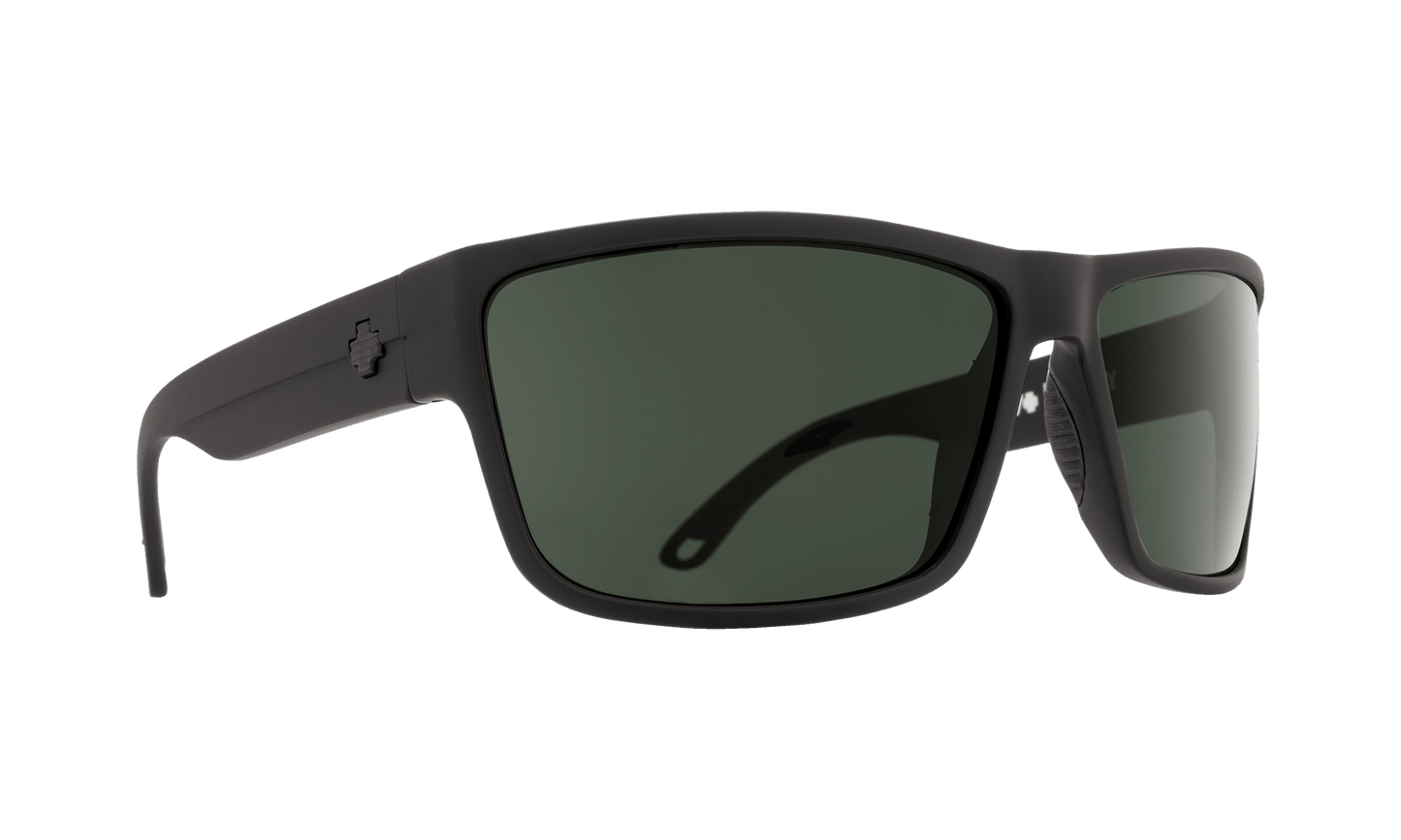SPY Rocky Sunglasses Happy Gray Green Polar Matte Black 64-15-130