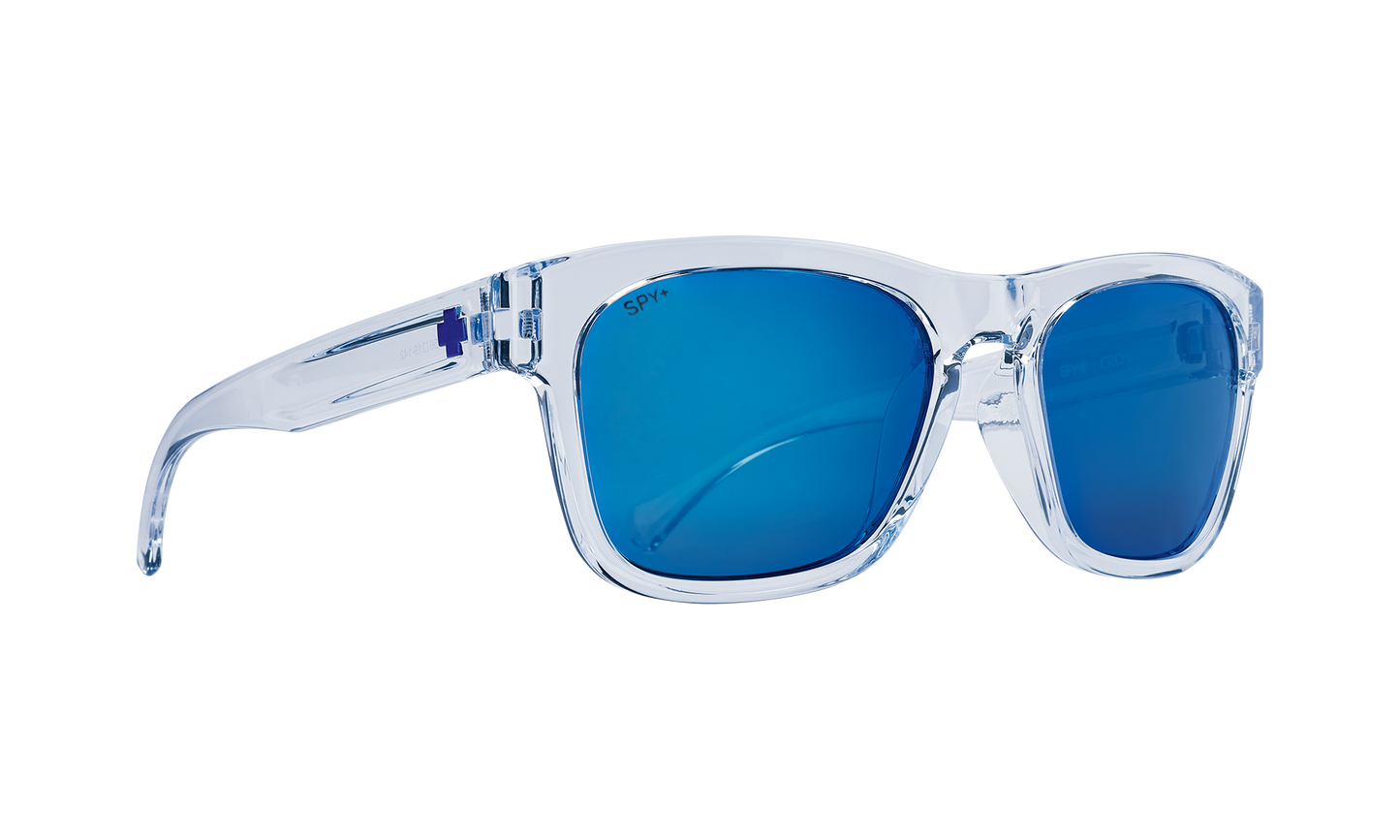 SPY Crossway Sunglasses Gray with Navy Spectra Mirror Translucent Light Blue 57-19-142