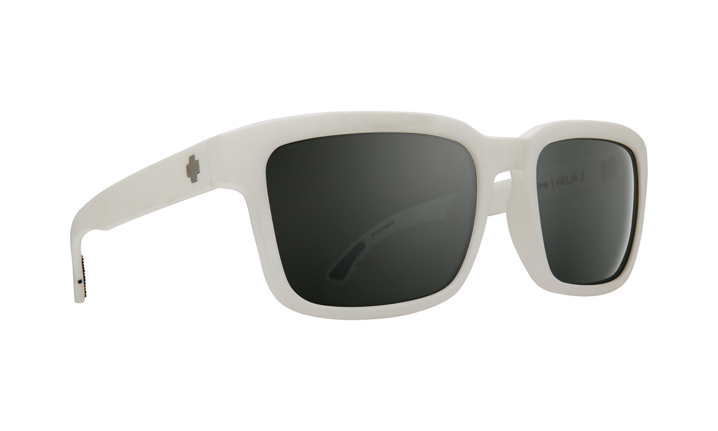 SPY Helm 2 Sunglasses Happy Gray Green w/Silver Spectra Matte White 57-19-145