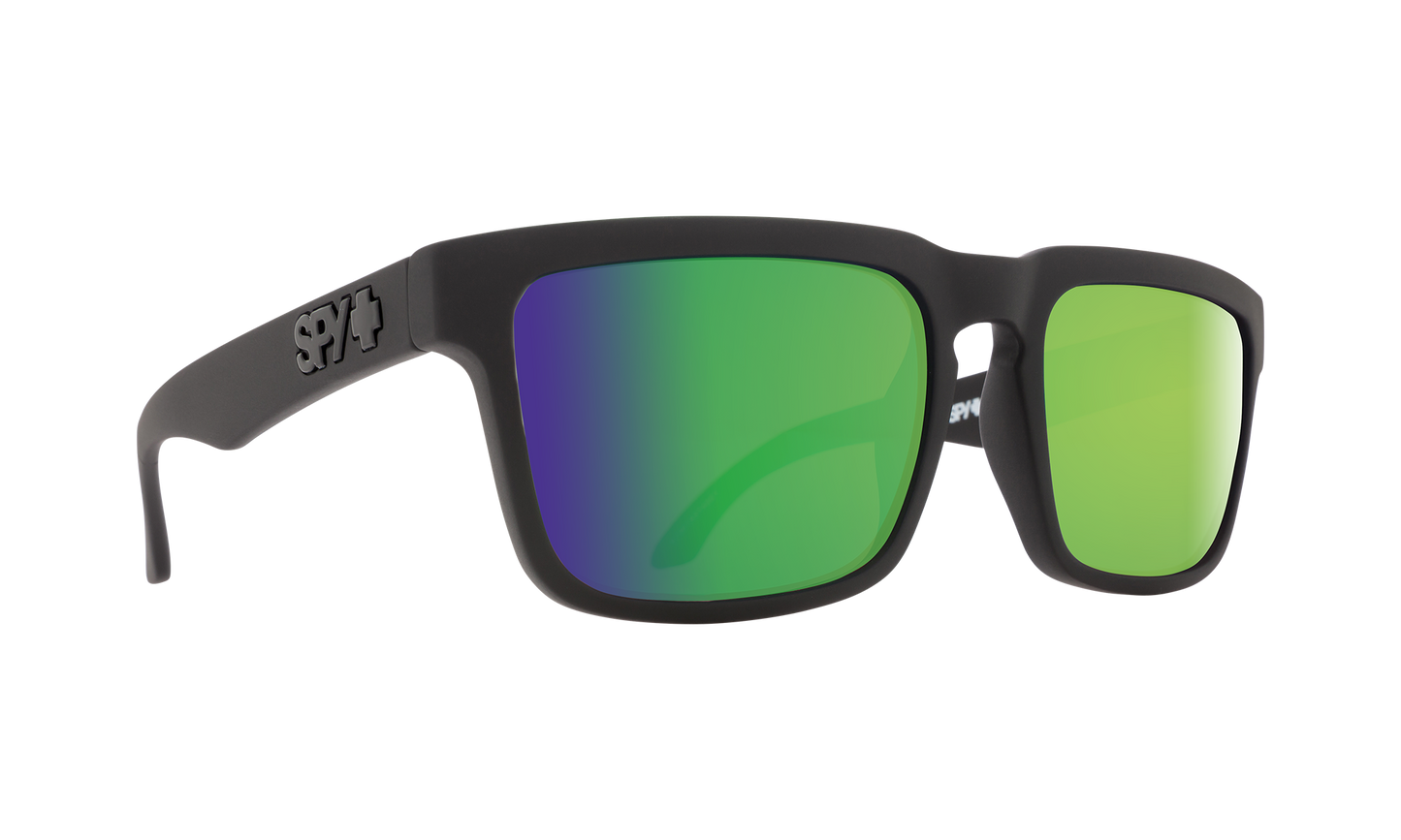 SPY Helm Sunglasses Happy Bronze Polar with Green Spectra Mirror Matte Black 57-18-140