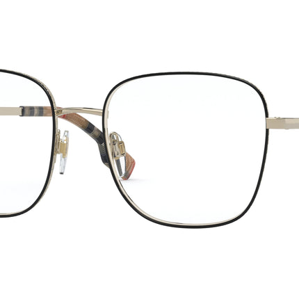 Burberry ELLIOTT BE1347 Square Eyeglasses  1109-Pale Gold/Black 54-140-18 - Color Map Gold