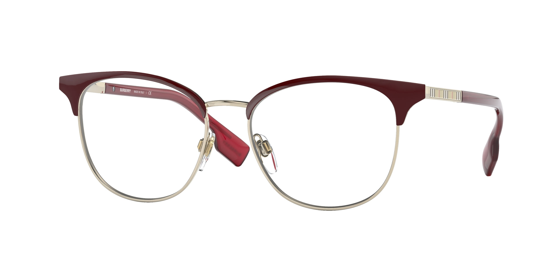 Burberry SOPHIA BE1355 Square Eyeglasses  1319-Light Gold/Bordeaux 52-140-16 - Color Map Gold