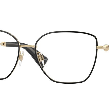 Burberry BE1390 Cat Eye Eyeglasses  1326-Light Gold With Black Rim 56-140-16 - Color Map Black