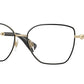 Burberry BE1390 Cat Eye Eyeglasses  1326-Light Gold With Black Rim 56-140-16 - Color Map Black