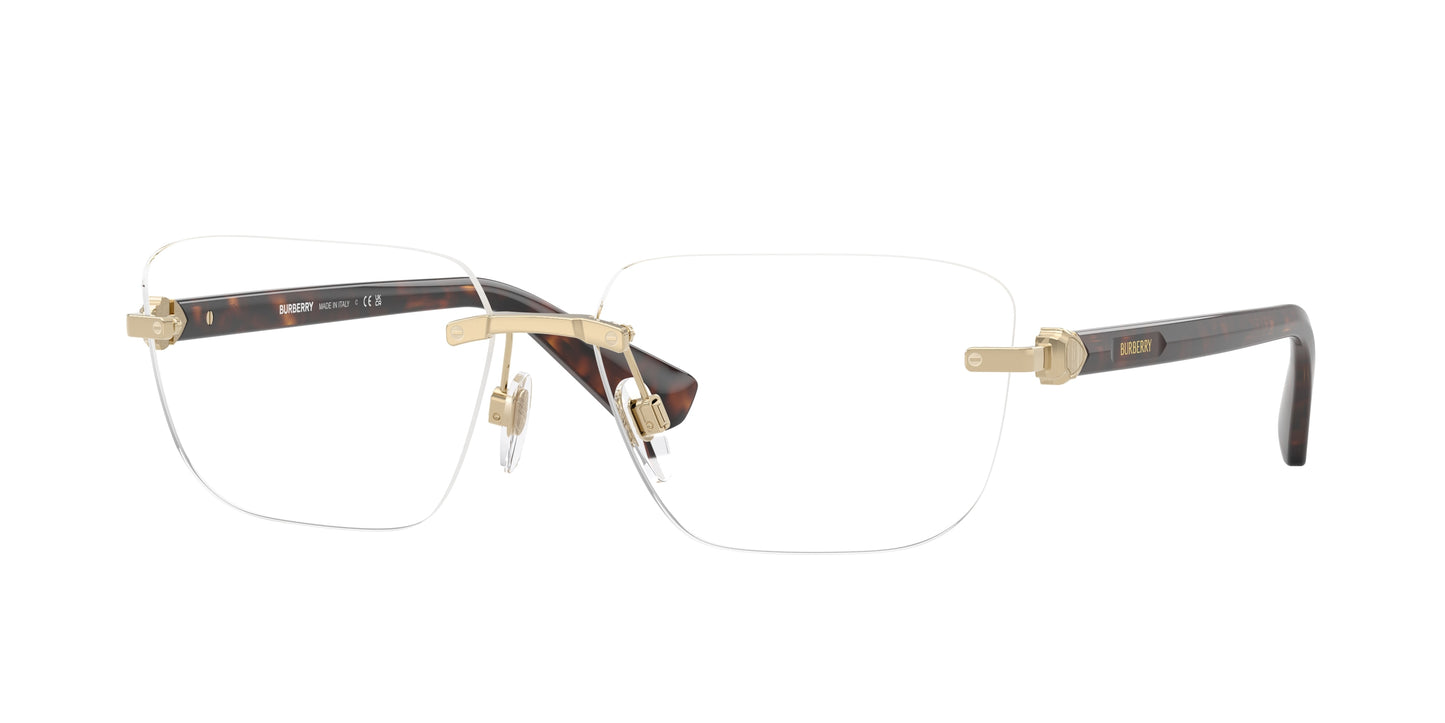 Burberry BE1392 Rectangle Eyeglasses  1109-Light Gold 58-140-15 - Color Map Gold