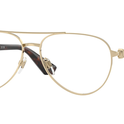 Burberry BE1397 Pilot Eyeglasses  1109-Light Gold 57-140-15 - Color Map Gold