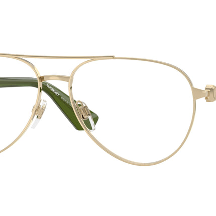 Burberry BE1397 Pilot Eyeglasses  1358-Light Gold 57-140-15 - Color Map Gold