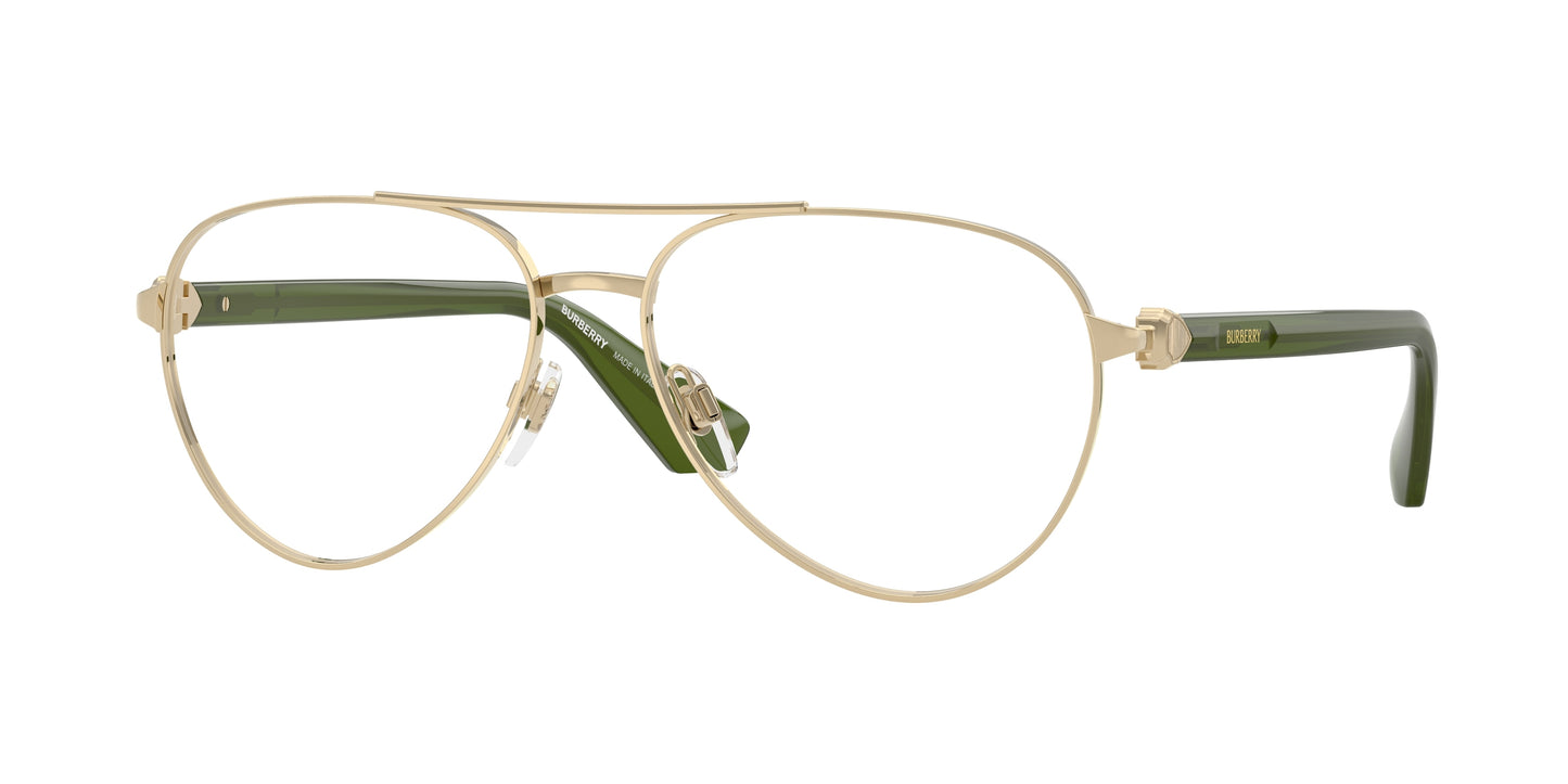 Burberry BE1397 Pilot Eyeglasses  1358-Light Gold 57-140-15 - Color Map Gold