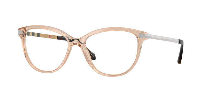 Burberry BE2280 Square Eyeglasses  3358-Transparent Peach 52-140-16 - Color Map Pink