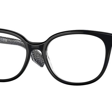 Burberry BE2291 Square Eyeglasses  3977-Black/Print Tb/Crystal 51-140-17 - Color Map Black