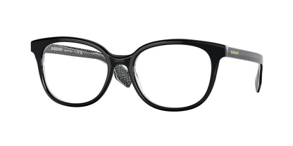 Burberry BE2291 Square Eyeglasses  3977-Black/Print Tb/Crystal 51-140-17 - Color Map Black