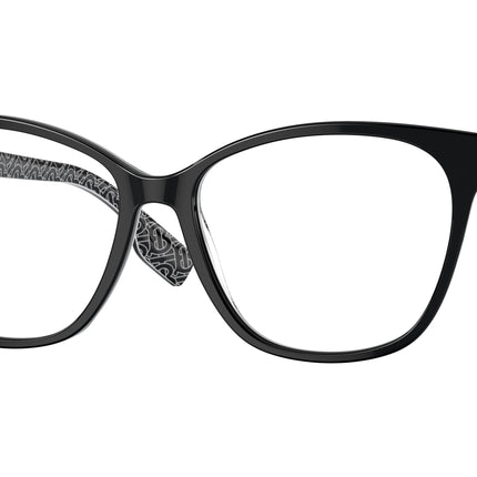 Burberry CAROLINE BE2345 Square Eyeglasses  3977-Black/Print Tb/Crystal 54-140-15 - Color Map Black