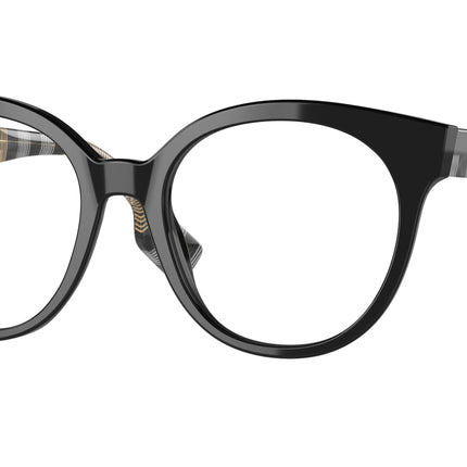 Burberry JACQUELINE BE2356 Round Eyeglasses  3942-Black 51-140-18 - Color Map Black