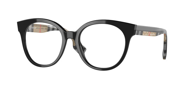 Burberry JACQUELINE BE2356 Round Eyeglasses  3942-Black 51-140-18 - Color Map Black