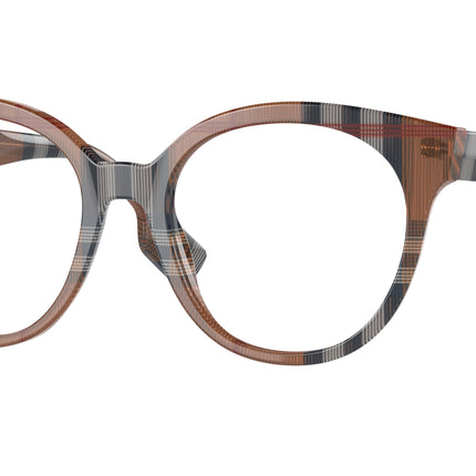 Burberry JACQUELINE BE2356 Round Eyeglasses  3967-Check Brown 51-140-18 - Color Map Brown