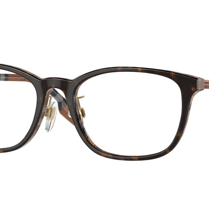 Burberry BE2371D Rectangle Eyeglasses  4102-Top Dark Havana/Check Brown 53-140-18 - Color Map Tortoise