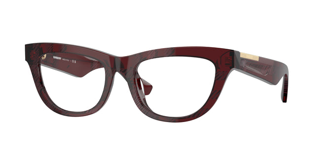 Burberry BE2406U Rectangle Eyeglasses  4115-Check Red 52-140-18 - Color Map Red