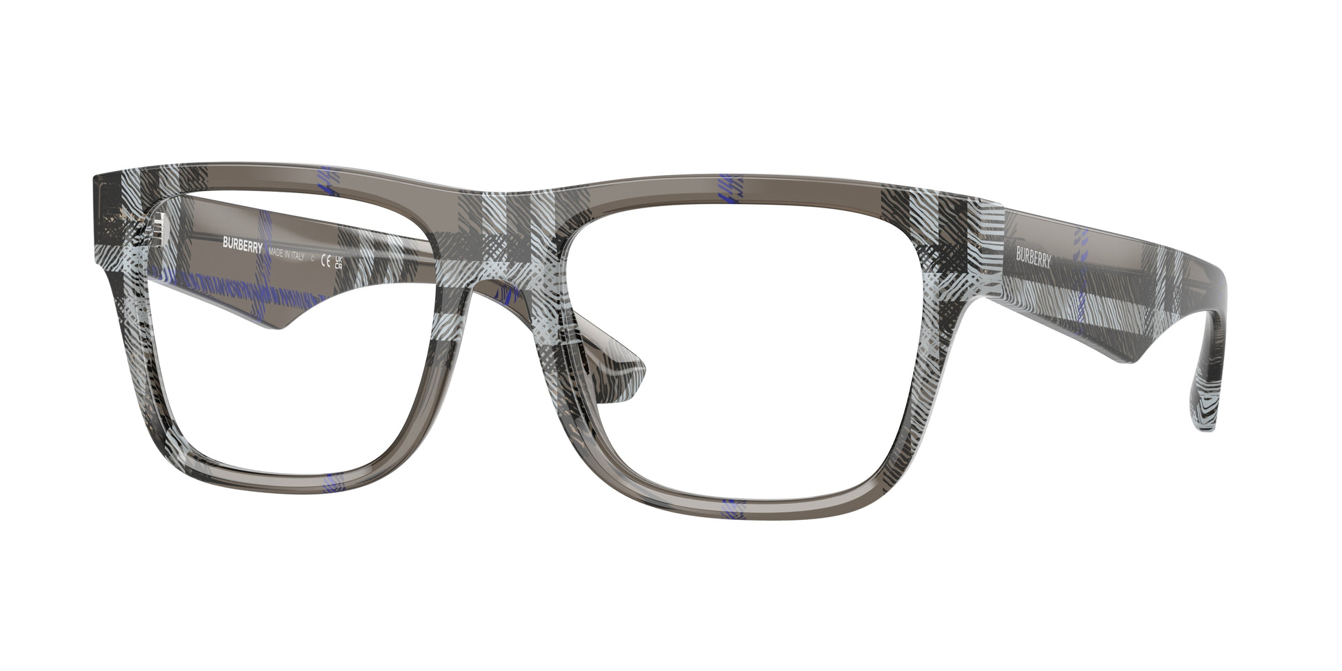 Burberry BE2411 Square Eyeglasses  4147-Check Lichen 55-145-18 - Color Map Grey