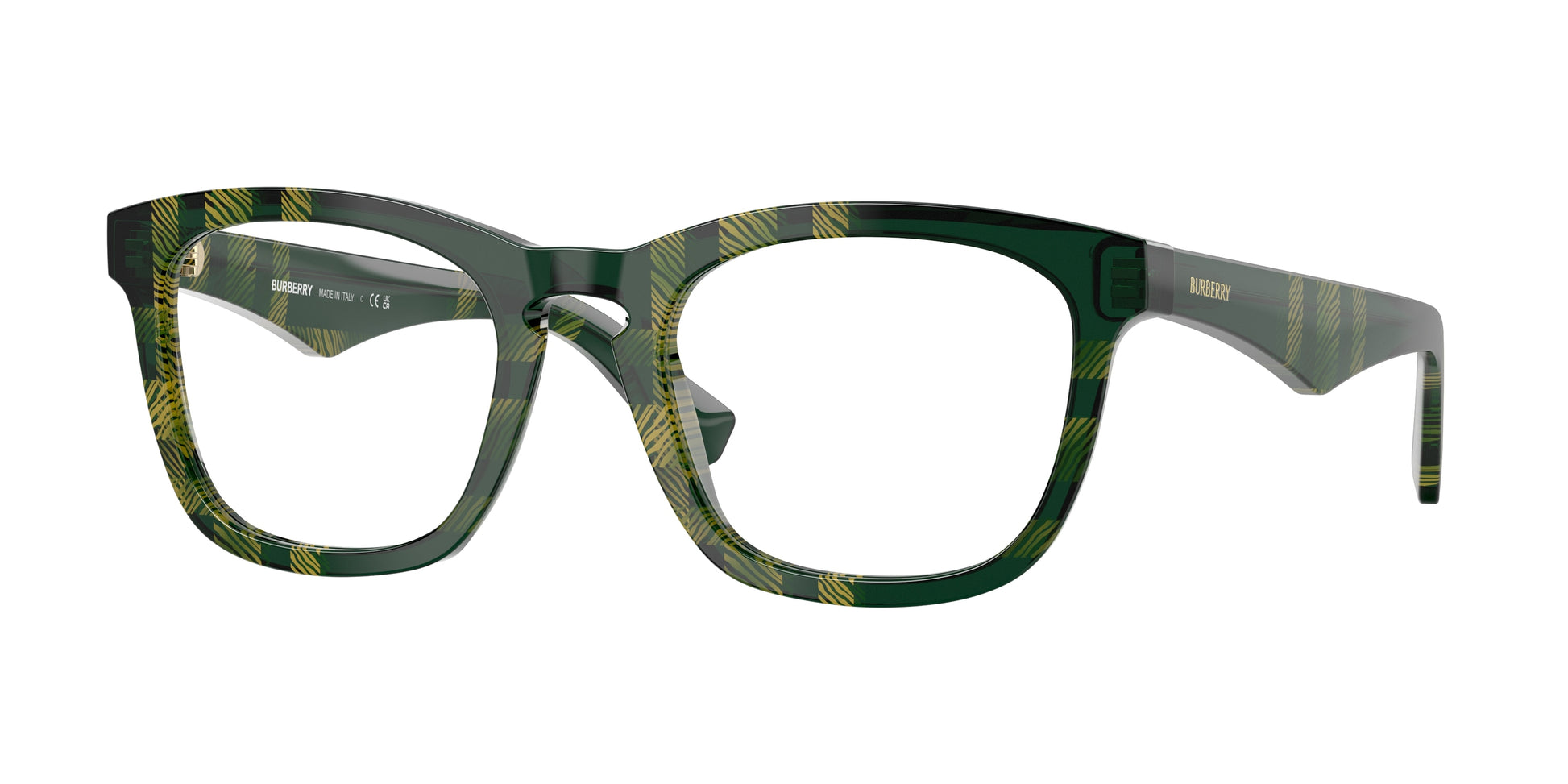 Burberry BE2417 Square Eyeglasses  4125-Check Green 53-145-21 - Color Map Green