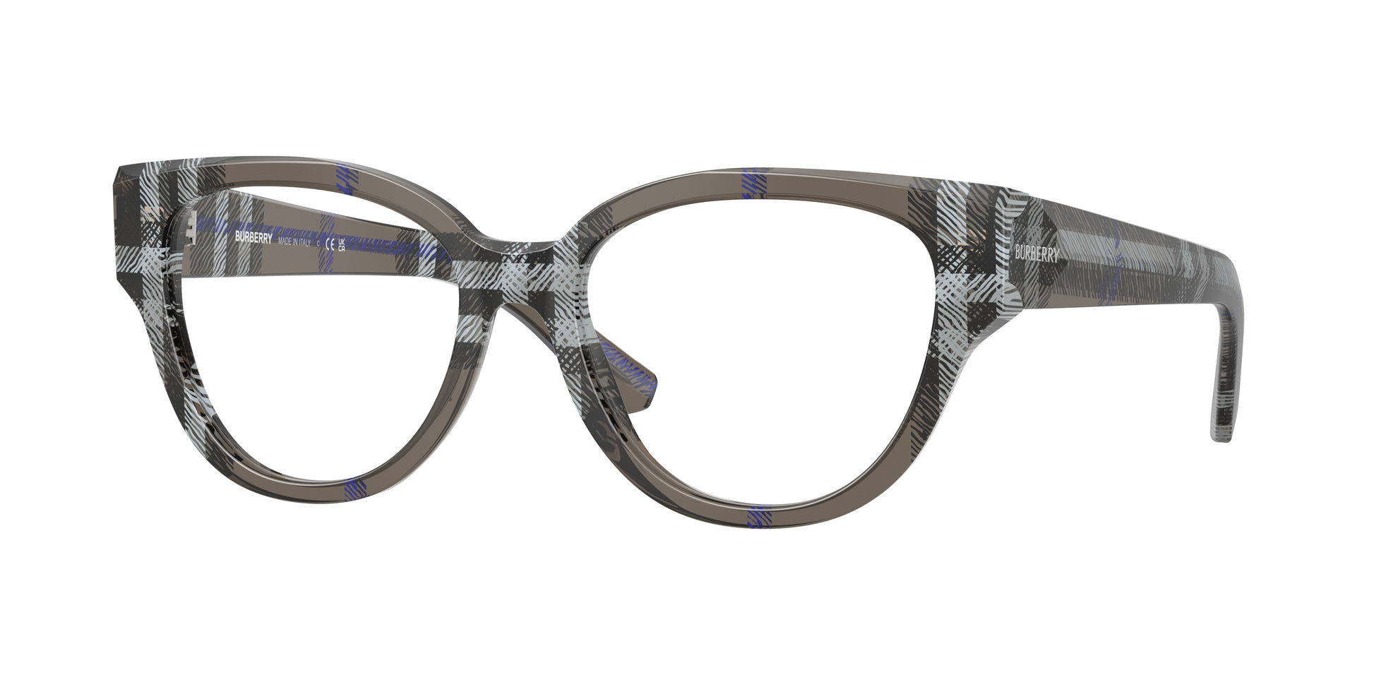 Burberry BE2421 Phantos Eyeglasses  4147-Check Lichen 53-140-17 - Color Map Grey