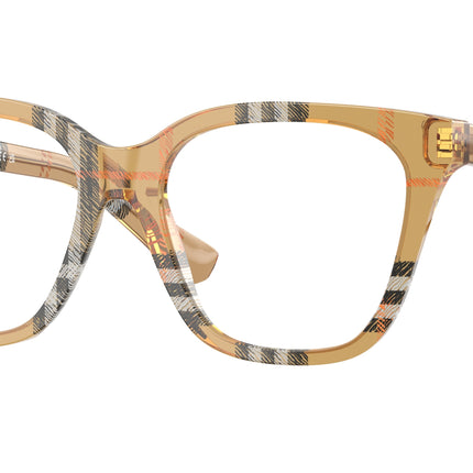 Burberry BE2438 Square Eyeglasses  4163-Check Sand 53-140-17 - Color Map Brown