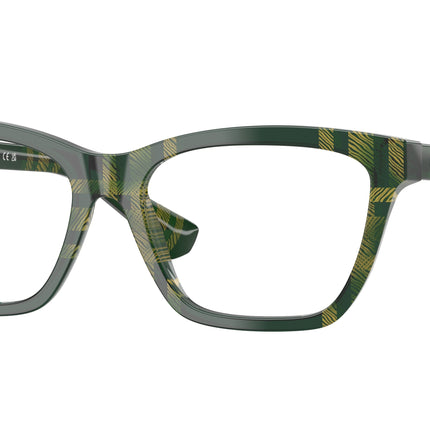 Burberry BE2440F Rectangle Eyeglasses  4169-Check Green 52-140-16 - Color Map Green