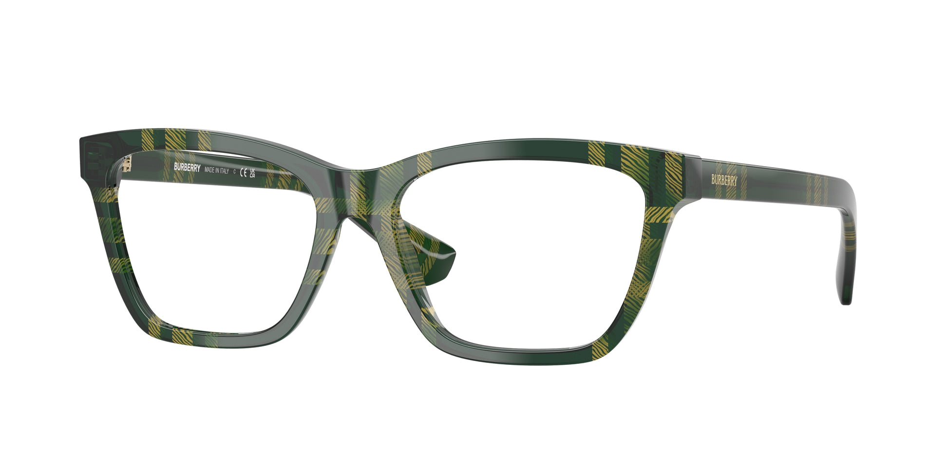 Burberry BE2440F Rectangle Eyeglasses  4169-Check Green 52-140-16 - Color Map Green