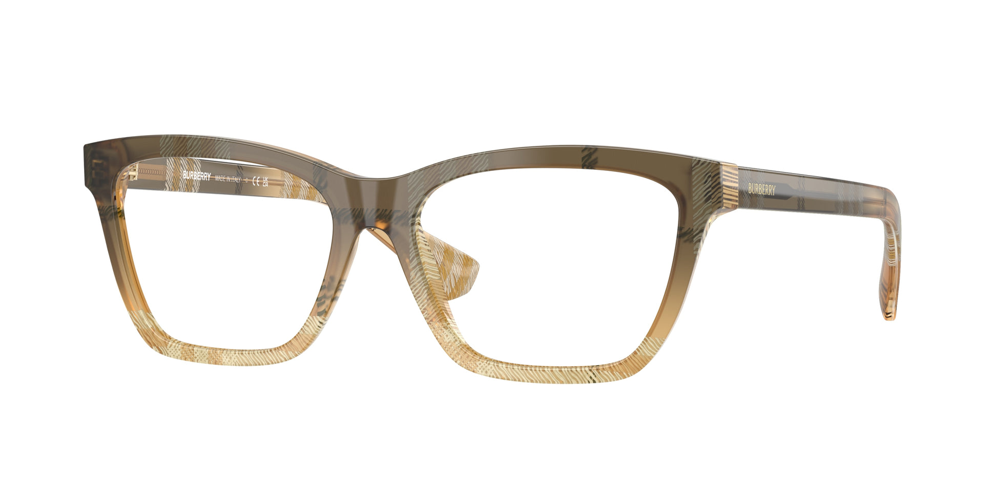 Burberry BE2440F Rectangle Eyeglasses  4201-Check Beige 52-140-16 - Color Map Brown