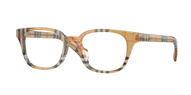 Burberry BE2462D Square Eyeglasses  4163-Check Sand 50-140-18 - Color Map Brown