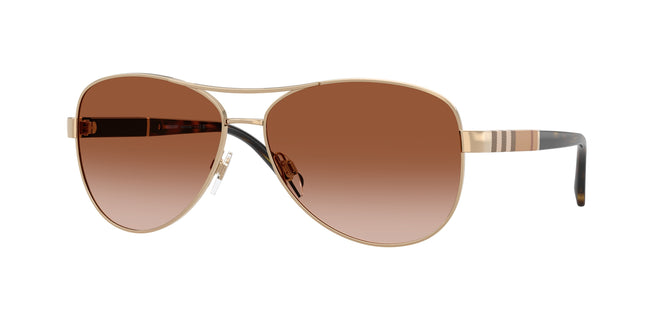 Burberry BE3080 Pilot Sunglasses  114513-Light Gold 59-135-14 - Color Map Gold