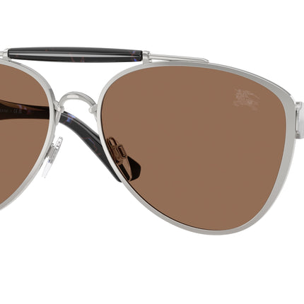 Burberry BE3160 Pilot Sunglasses  100573-Silver 61-145-17 - Color Map Silver