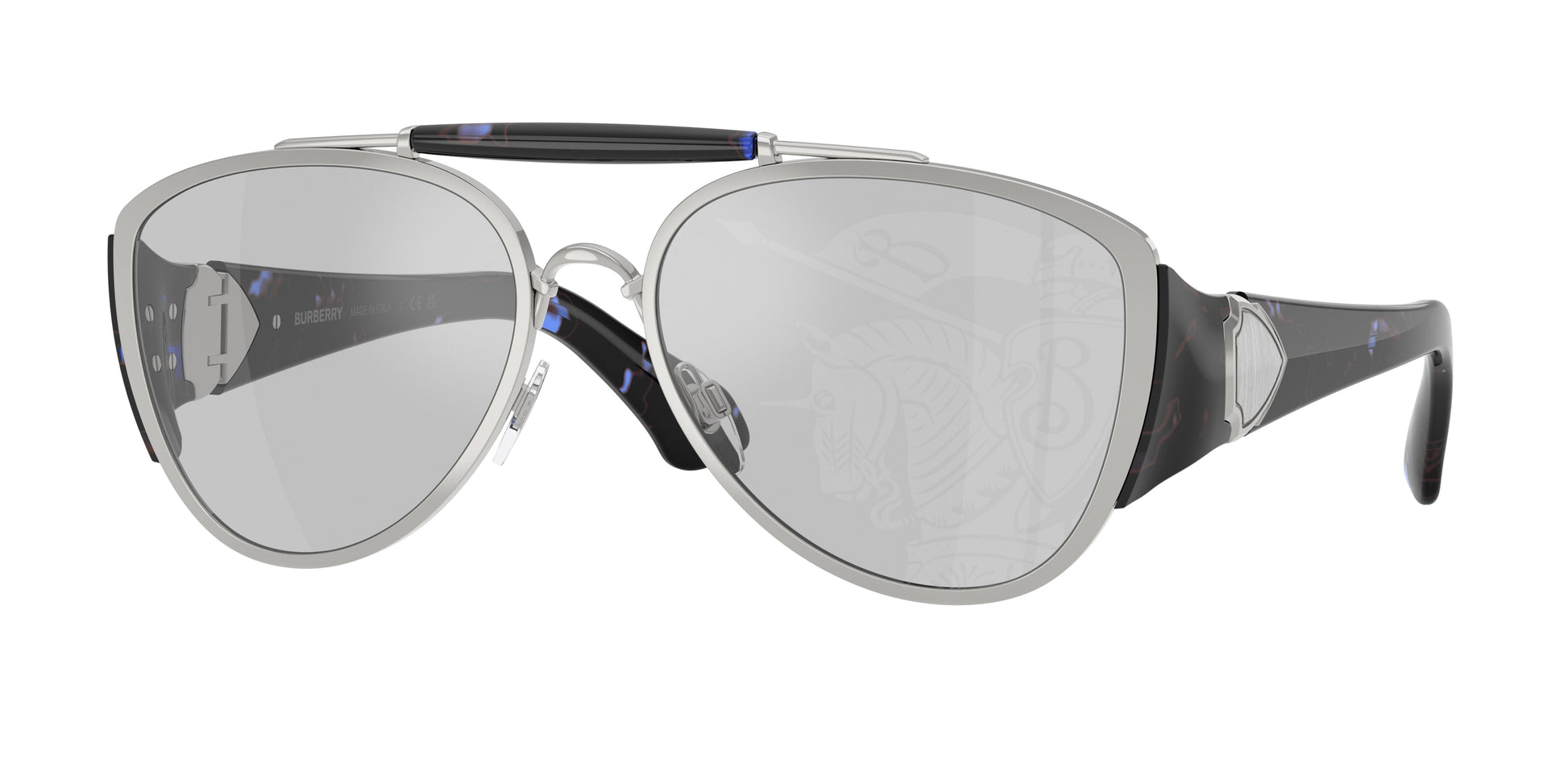 Burberry BE3161 Pilot Sunglasses  100569-Silver 60-130-18 - Color Map Silver