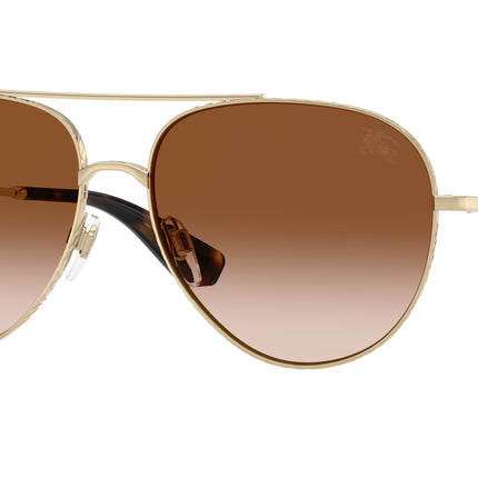 Burberry BE3172 Pilot Sunglasses  110913-Light Gold 59-145-15 - Color Map Gold