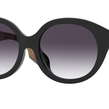 Burberry BE4304D Round Sunglasses  37738G-Black 55-140-18 - Color Map Black
