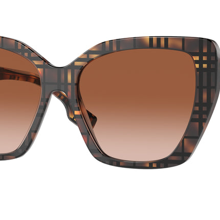 Burberry TAMSIN BE4366 Cat Eye Sunglasses  398213-Top Check/Havana 55-140-16 - Color Map Tortoise