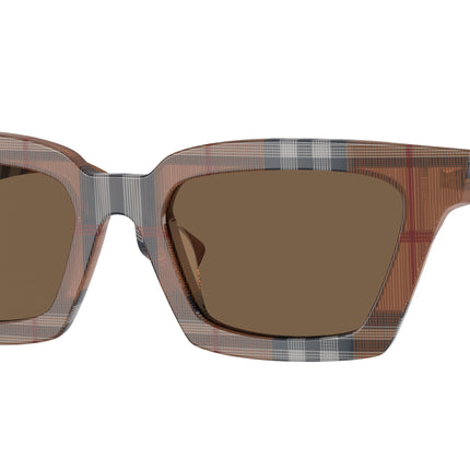 Burberry BRIAR BE4392U Square Sunglasses  396673-Check Brown 52-140-19 - Color Map Brown