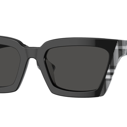 Burberry BRIAR BE4392U Square Sunglasses  405187-Black/Check White Black 52-140-19 - Color Map Black