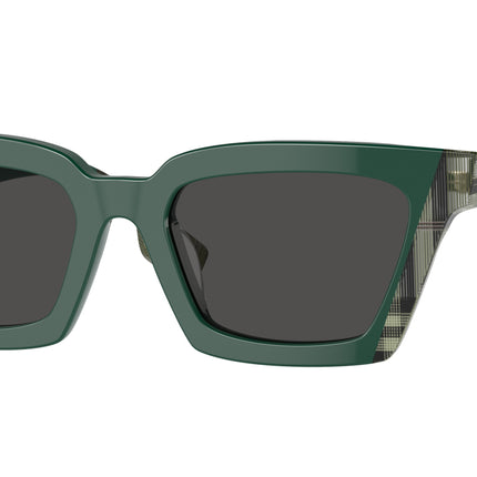 Burberry BRIAR BE4392U Square Sunglasses  405687-Green/Check Green 52-140-19 - Color Map Green