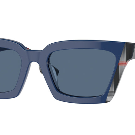 Burberry BRIAR BE4392U Square Sunglasses  405780-Blue/Navy Check 52-140-19 - Color Map Blue