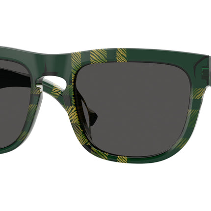 Burberry BE4431U Square Sunglasses  412587-Check Green 56-145-20 - Color Map Green