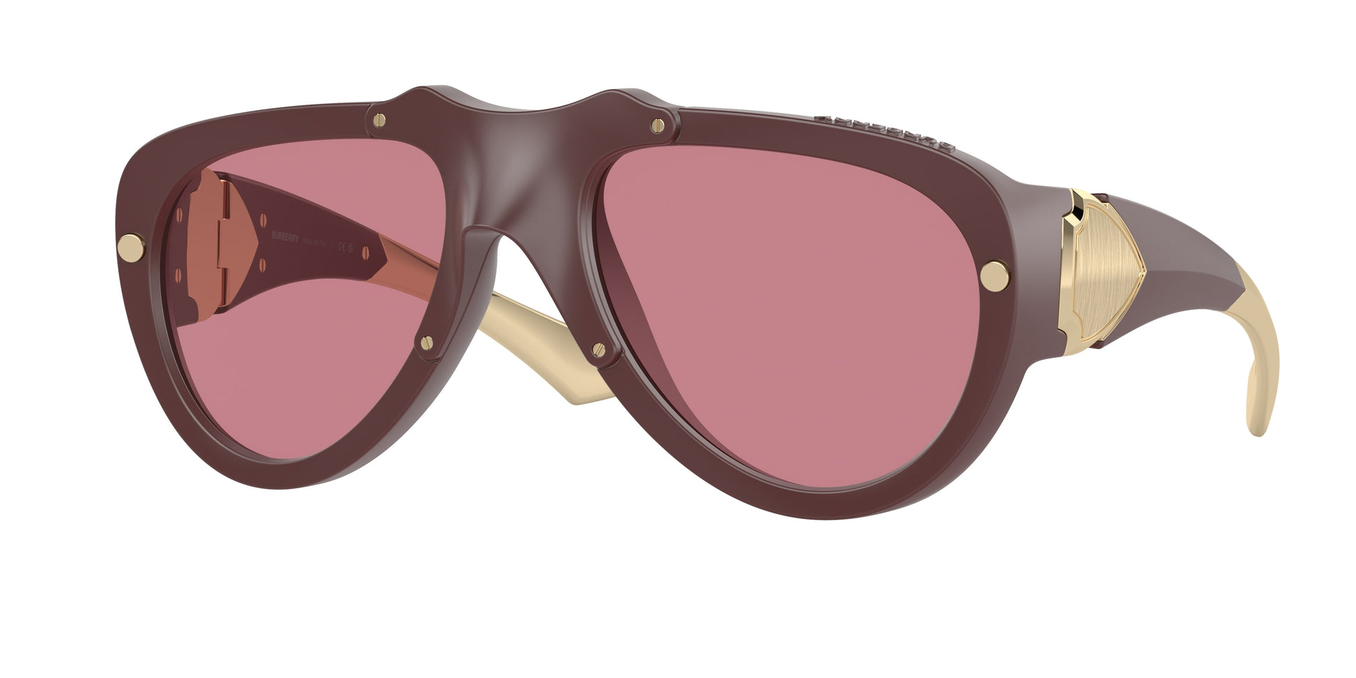 Burberry BE4433U Pilot Sunglasses  414075-Rubber Burgundy 57-125-20 - Color Map Red