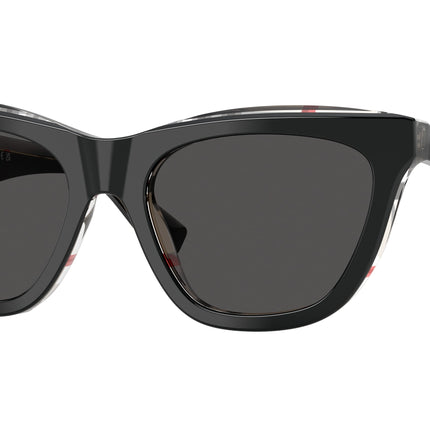 Burberry BE4435 Cat Eye Sunglasses  412187-Top Black On Vintage Check 53-140-18 - Color Map Black