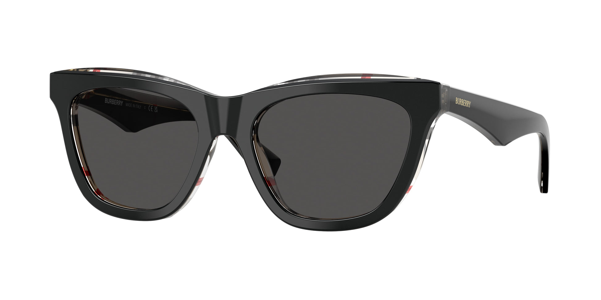 Burberry BE4435 Cat Eye Sunglasses  412187-Top Black On Vintage Check 53-140-18 - Color Map Black