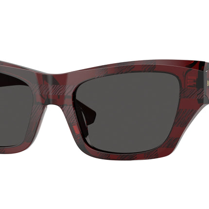 Burberry BE4441U Cat Eye Sunglasses  411587-Check Red 52-140-19 - Color Map Red