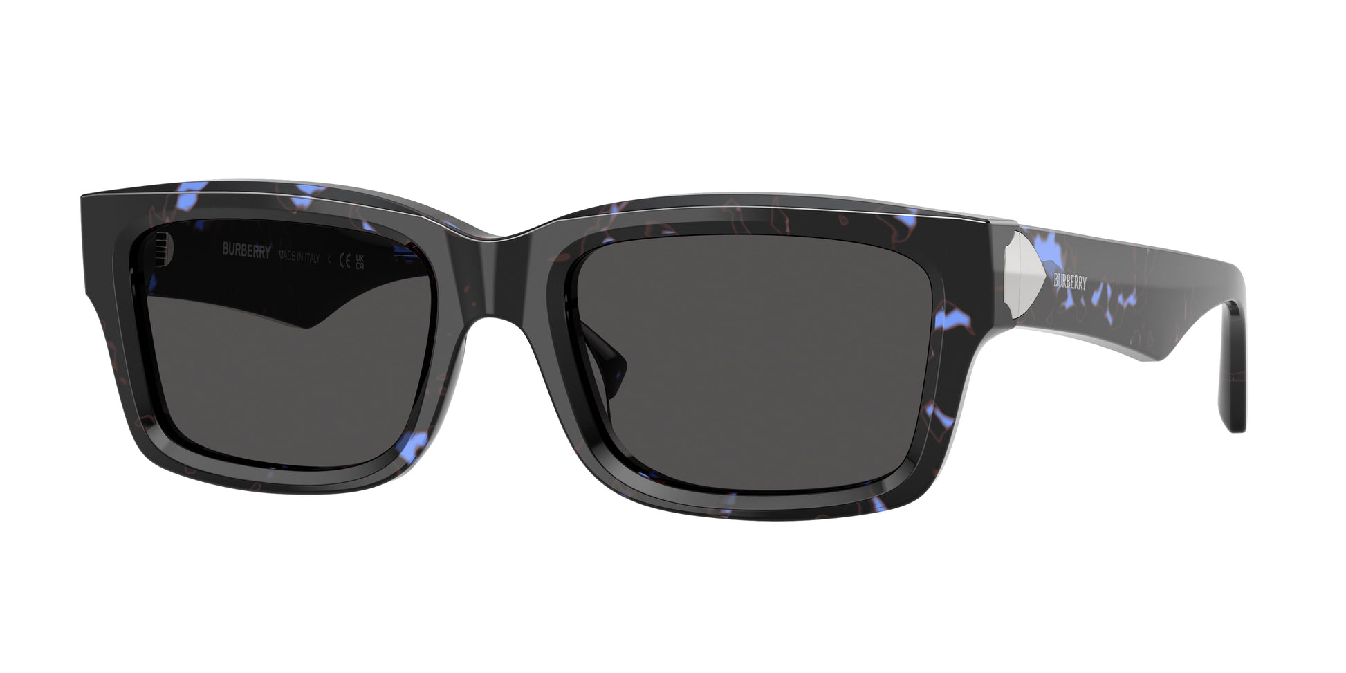 Burberry BE4443F Rectangle Sunglasses  411187-Blue Havana 55-145-20 - Color Map Blue