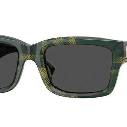 Burberry BE4443F Rectangle Sunglasses  412587-Check Green 55-145-20 - Color Map Green